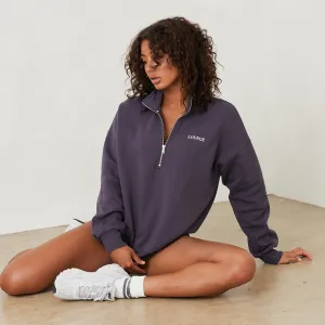 Essential Pull Oversize avec Quart de Zip - Bleu fumé
