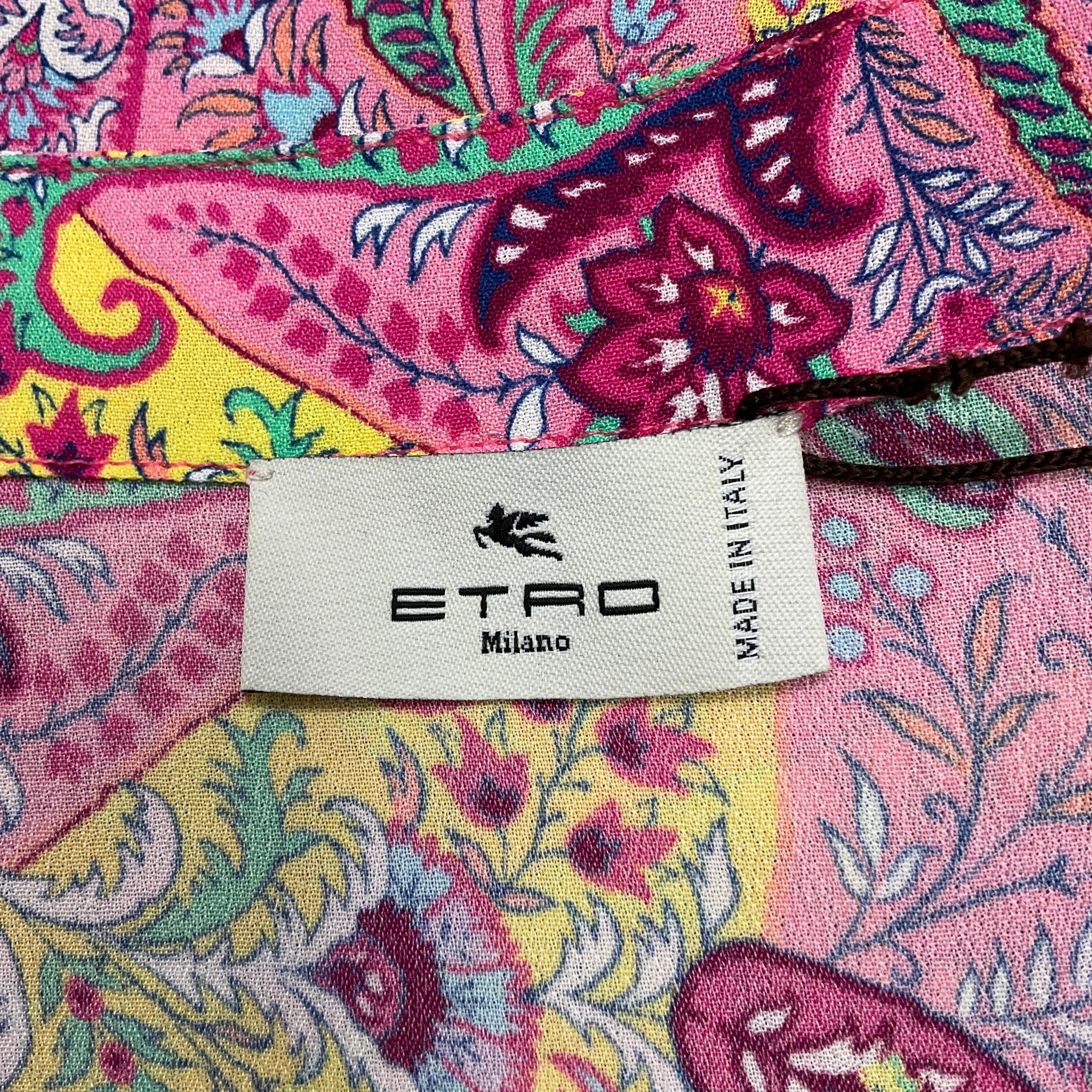 Etro Pink Multi 2022 Paisley Printed Crepe Tunic Dress