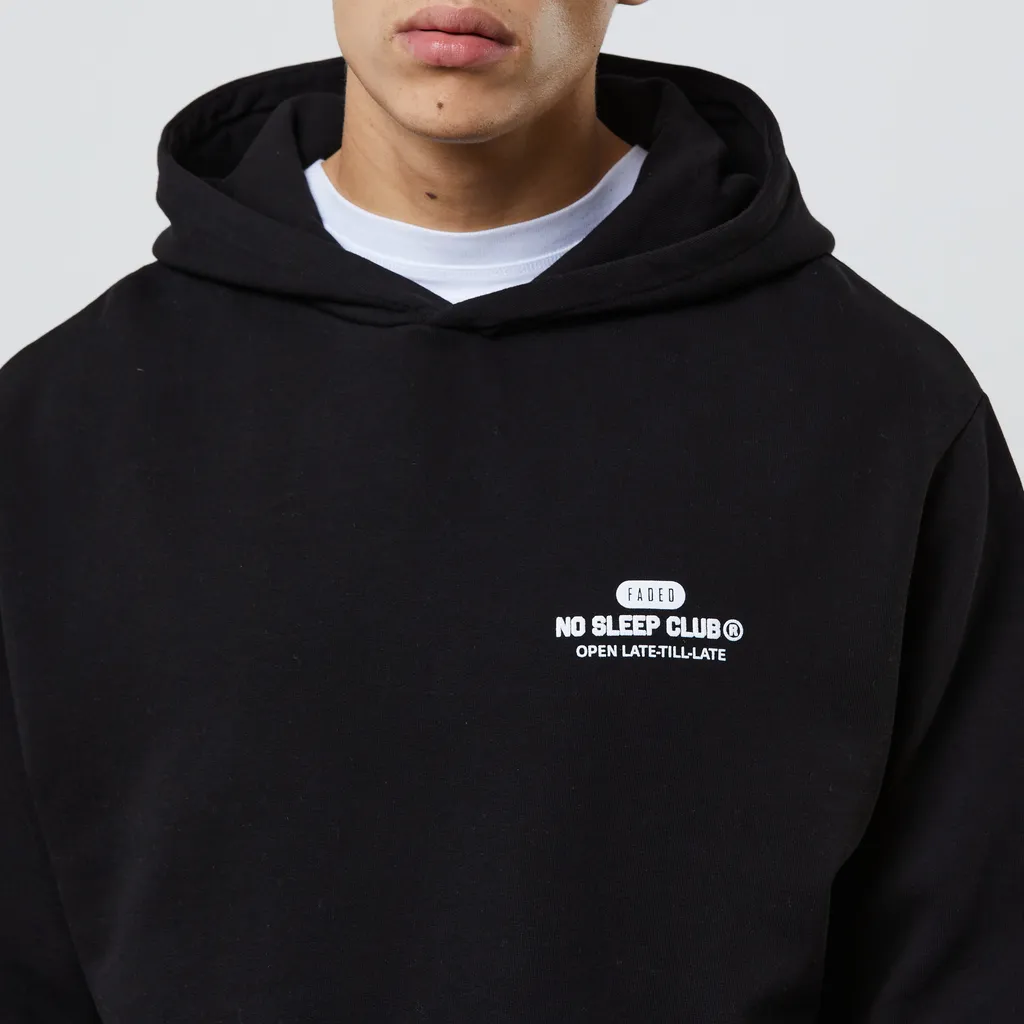 Faded No Sleep Club Late Night Hoodie Black