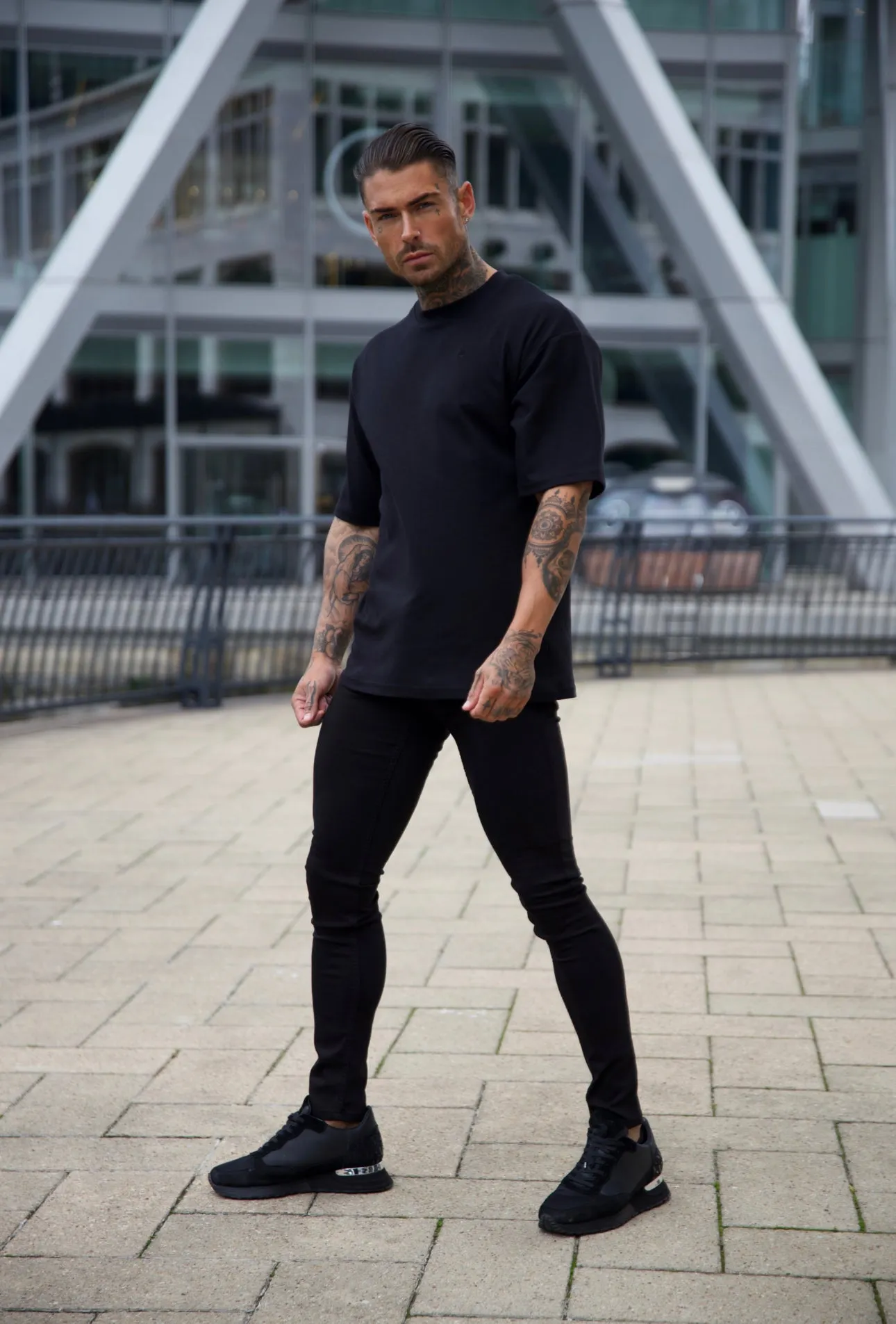 Father Sons Classic Black Oversized Crew T Shirt - FSH832