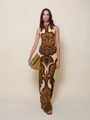 Finding Peace Silk Halter Maxi Dress