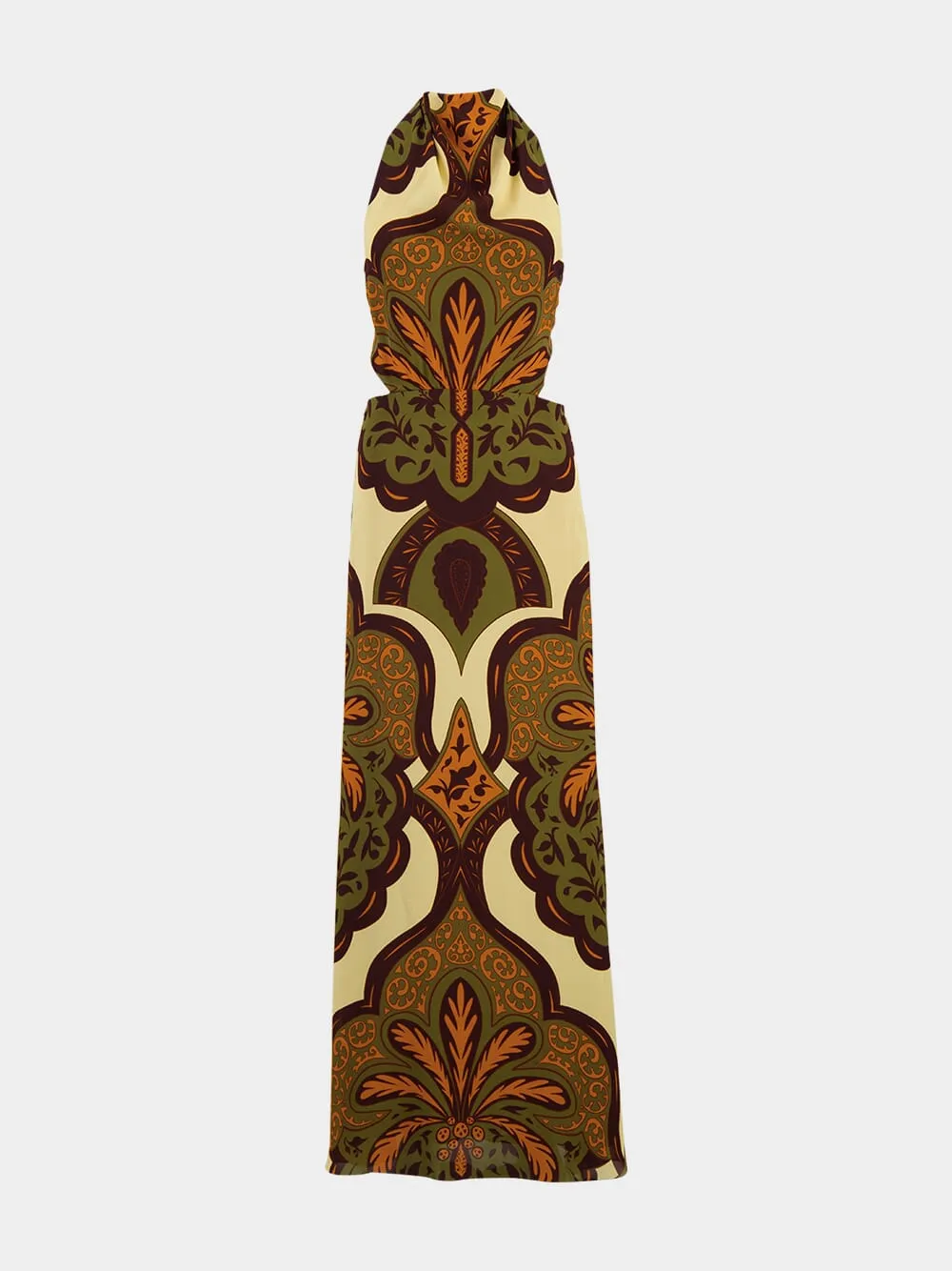 Finding Peace Silk Halter Maxi Dress