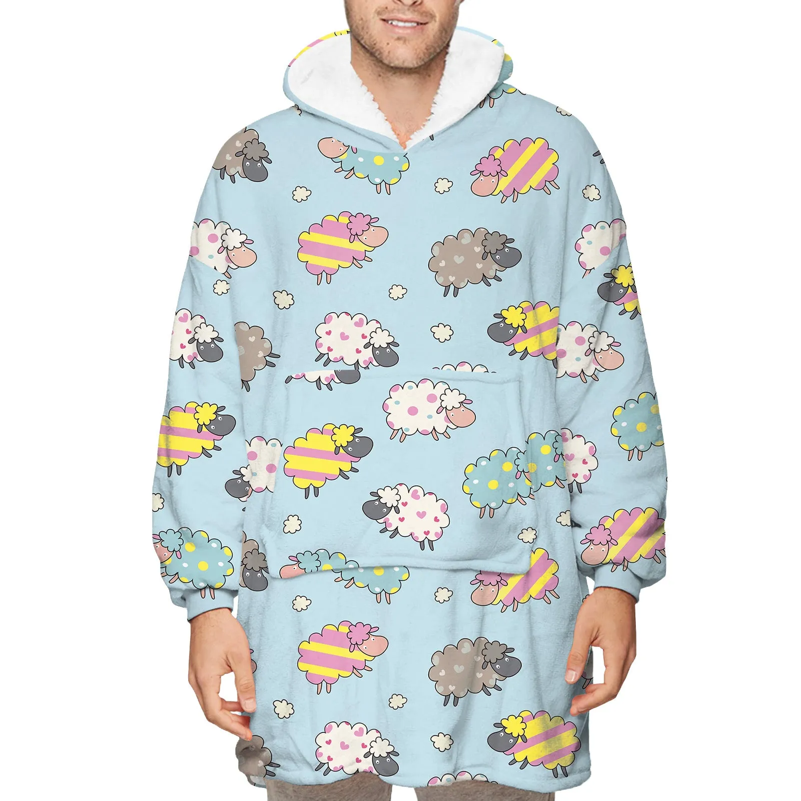 Fun Patterned Unisex Oversized Wearable Blanket