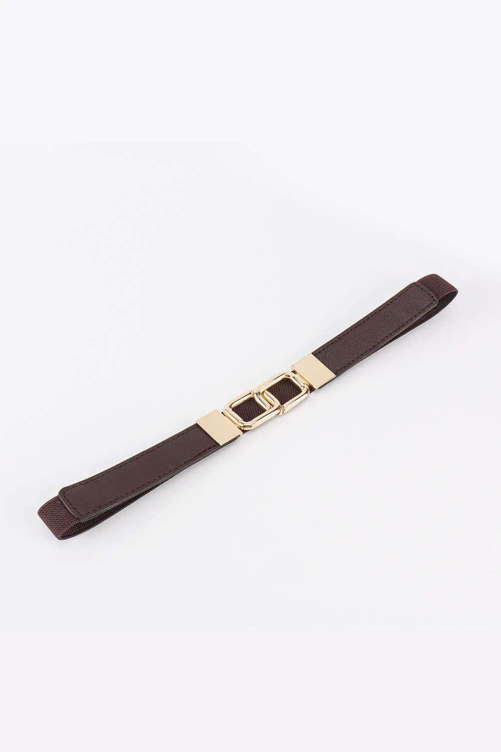 Geometric Rose Gold Double-Buckle Stretch Belt