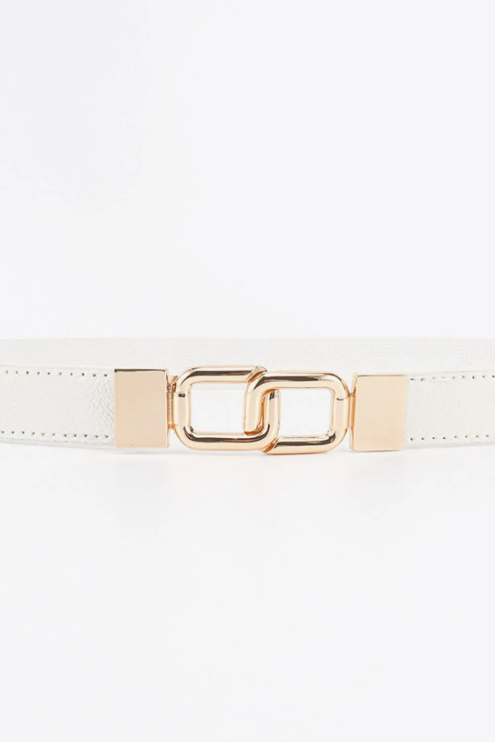Geometric Rose Gold Double-Buckle Stretch Belt