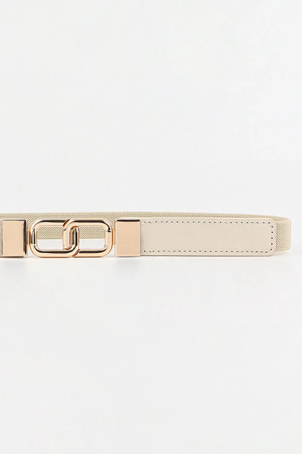 Geometric Rose Gold Double-Buckle Stretch Belt
