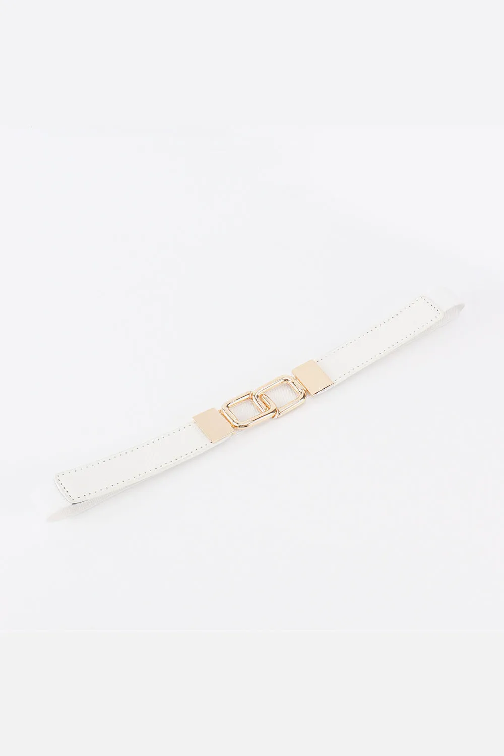 Geometric Rose Gold Double-Buckle Stretch Belt