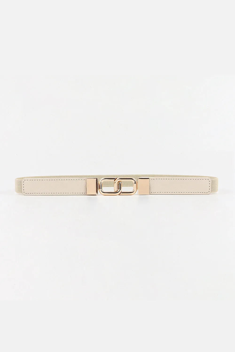 Geometric Rose Gold Double-Buckle Stretch Belt