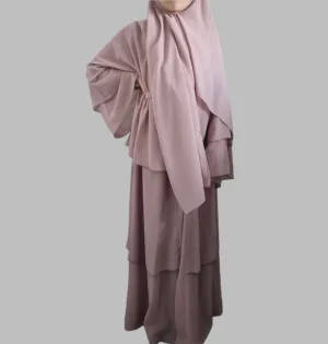 Girls Chiffon Layered Abaya - Pink