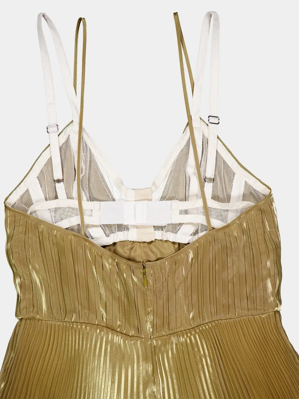 Gold Pleated Midi Dress