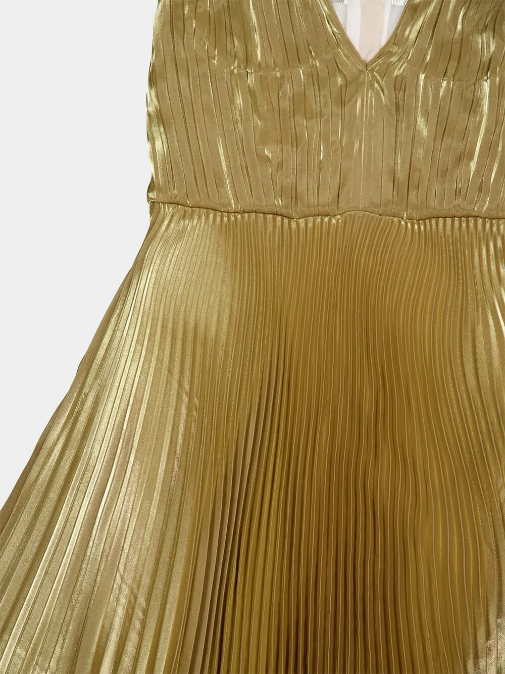 Gold Pleated Midi Dress