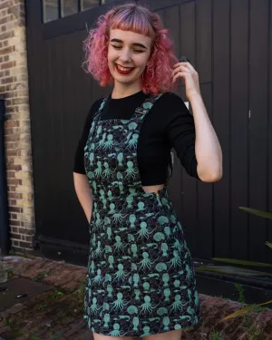 Green Seas Stretch Twill Pinafore Dress