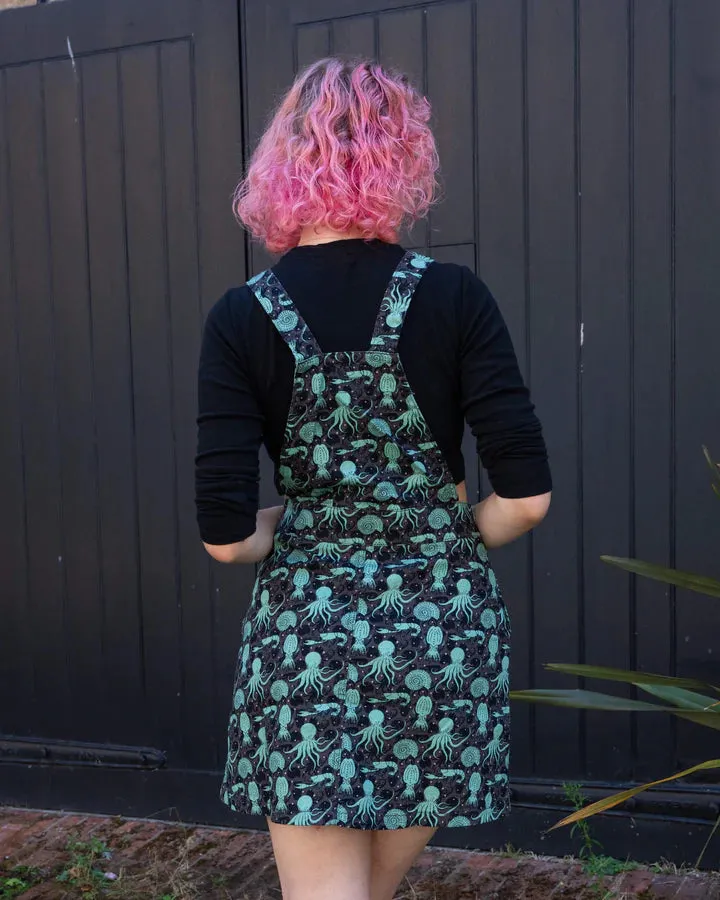 Green Seas Stretch Twill Pinafore Dress