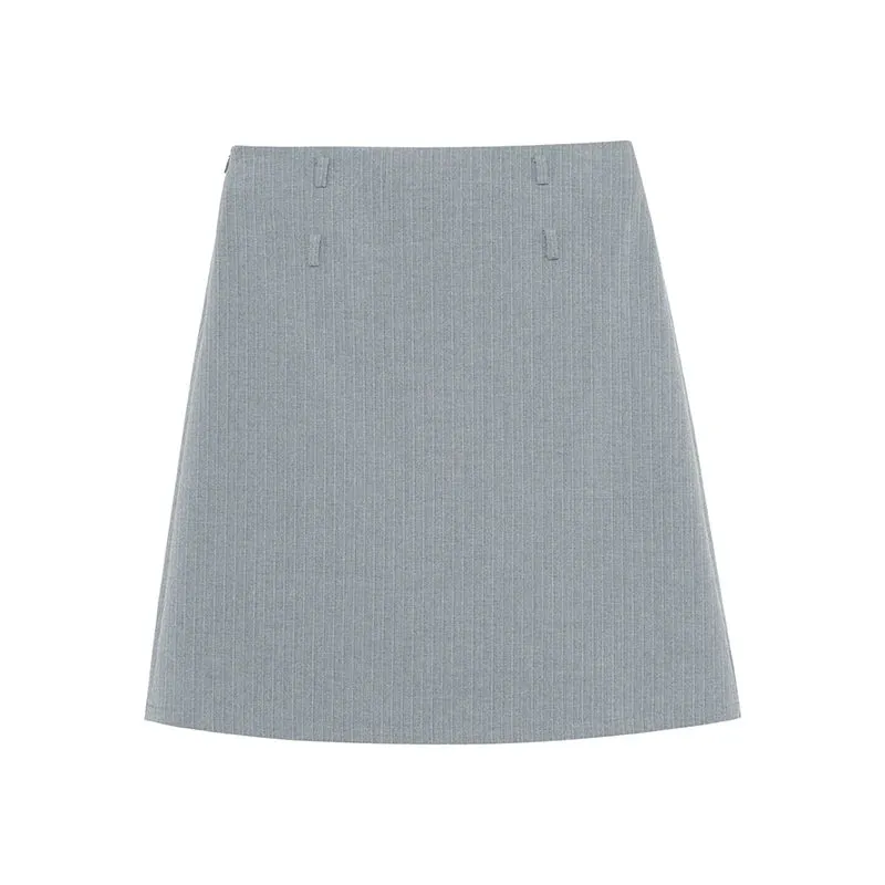 Grey Striped Skirt with Metallic Accents