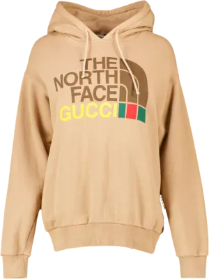 Gucci X The North Face Beige Oversized Logo Hoodie UK XXS