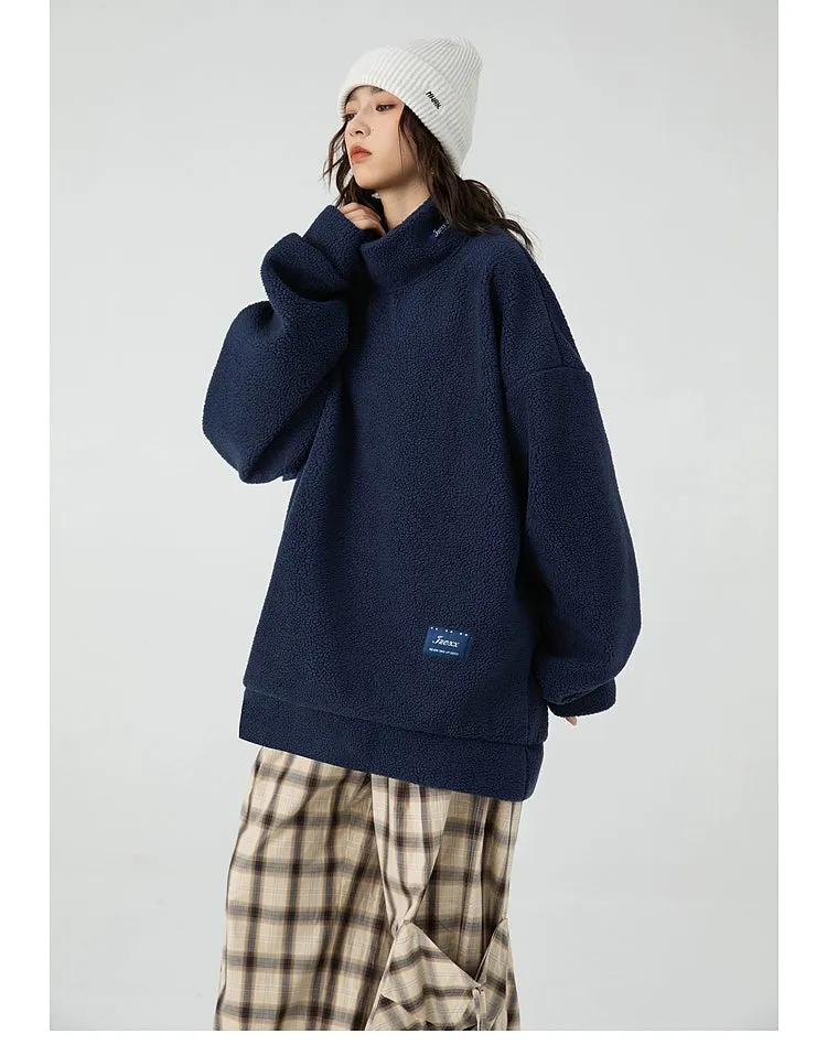 Half Turtleneck Lamb Wool Hoodie