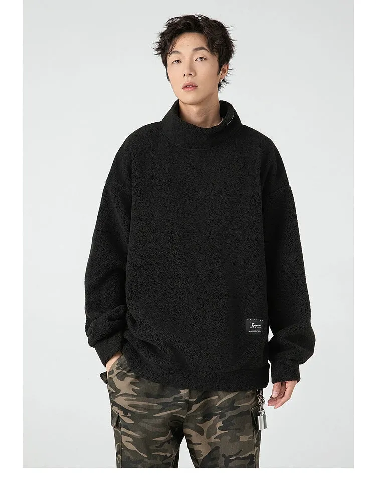 Half Turtleneck Lamb Wool Hoodie