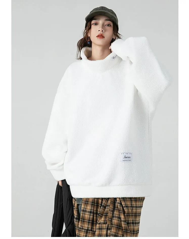 Half Turtleneck Lamb Wool Hoodie