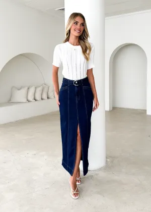 Hampton Stretch Maxi Skirt - Indigo
