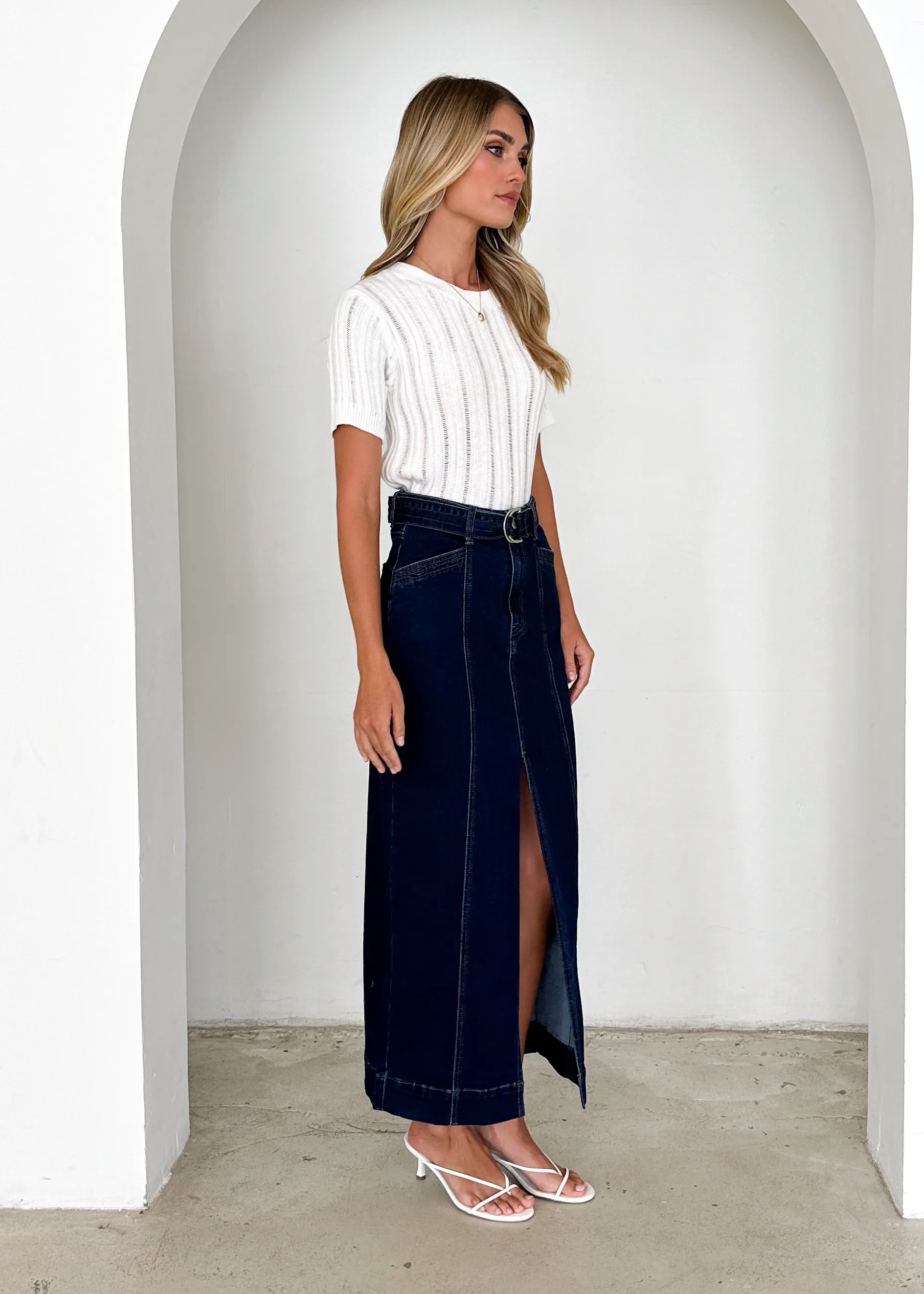 Hampton Stretch Maxi Skirt - Indigo
