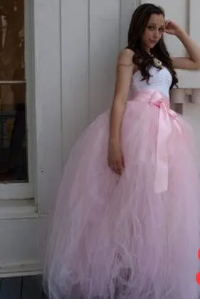 Hand Made Tulle Long Skirt Female Ball Gown Tutu Skirts Womens Petticoat Adjustable Waist