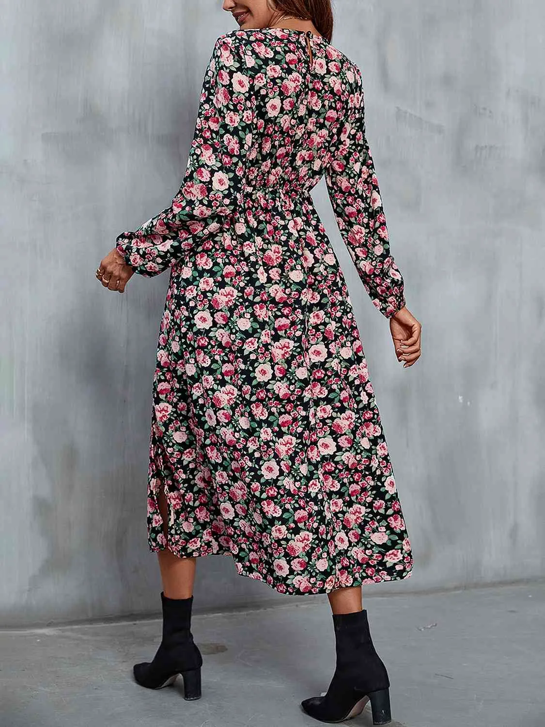 Hazel Blues® |  Floral V-Neck Slit Midi Dress