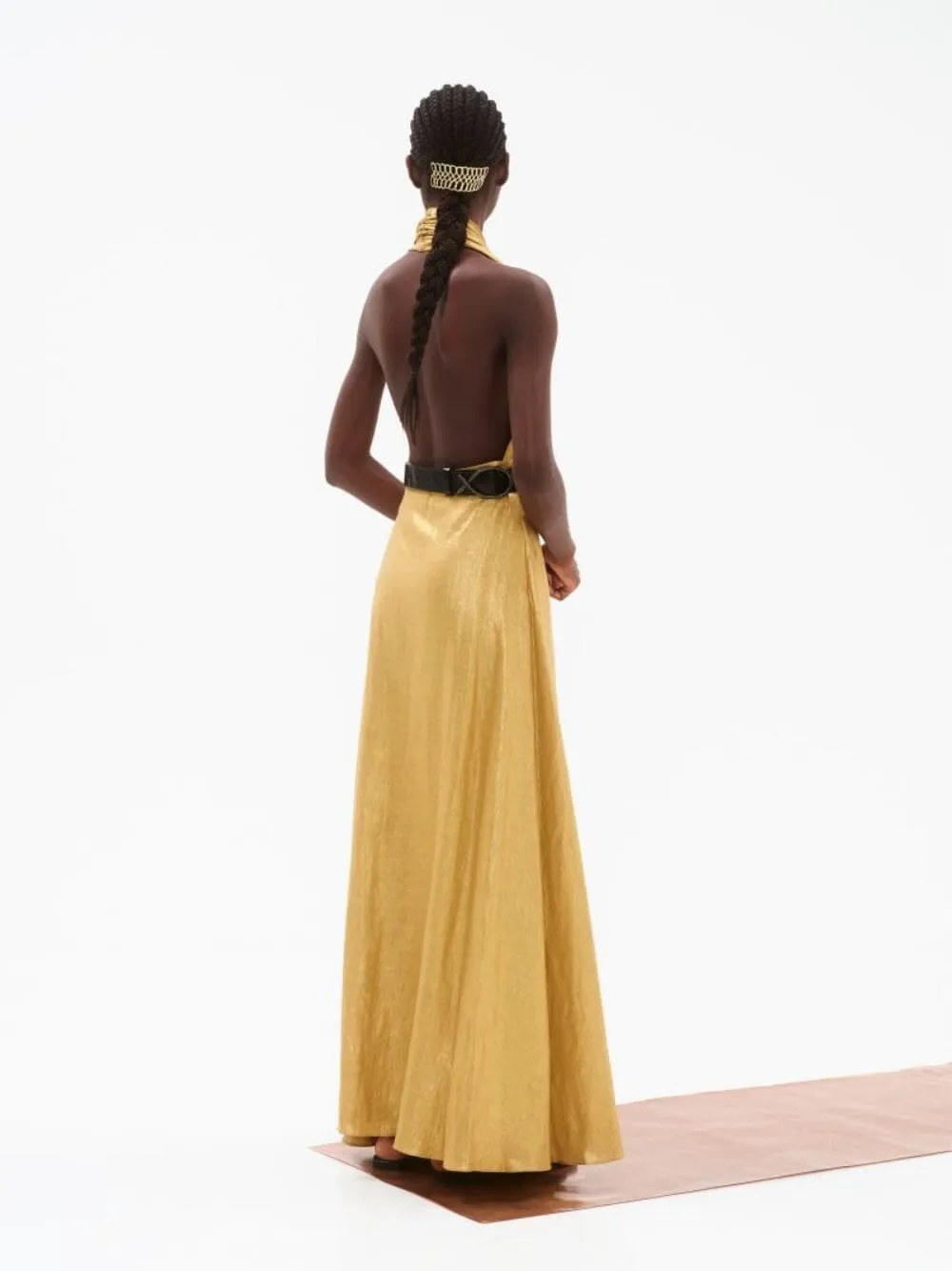 Helios Golden Halter Maxi Dress