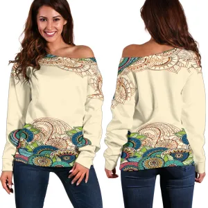 Henna Chakra Vibes - Women's Off Shoulder Sweater