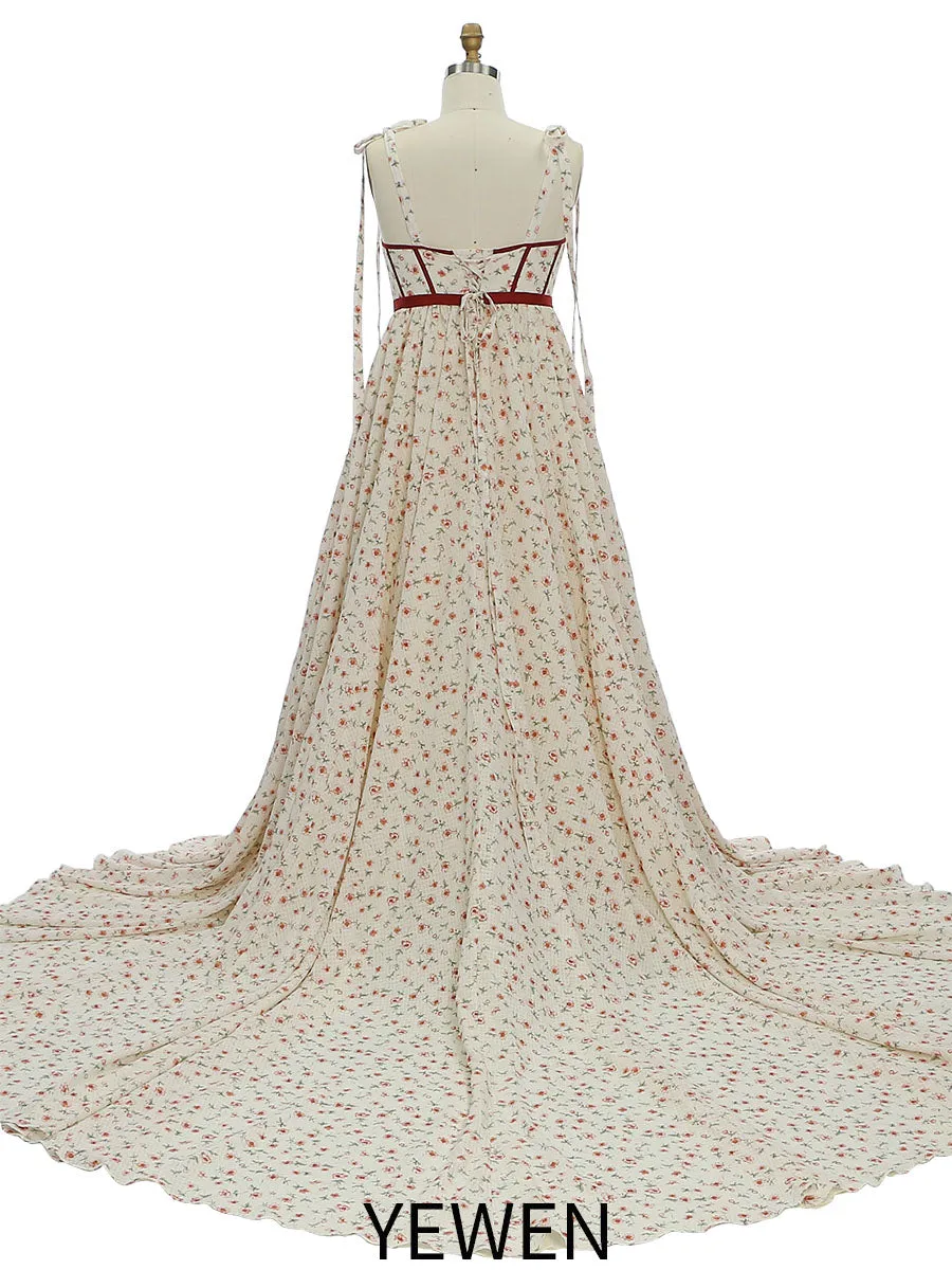 High Waist Floral Chiffon Maternity Dress for Photo Shoots YW231032-1