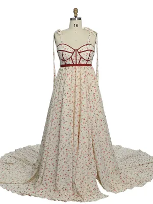 High Waist Floral Chiffon Maternity Dress for Photo Shoots YW231032-1