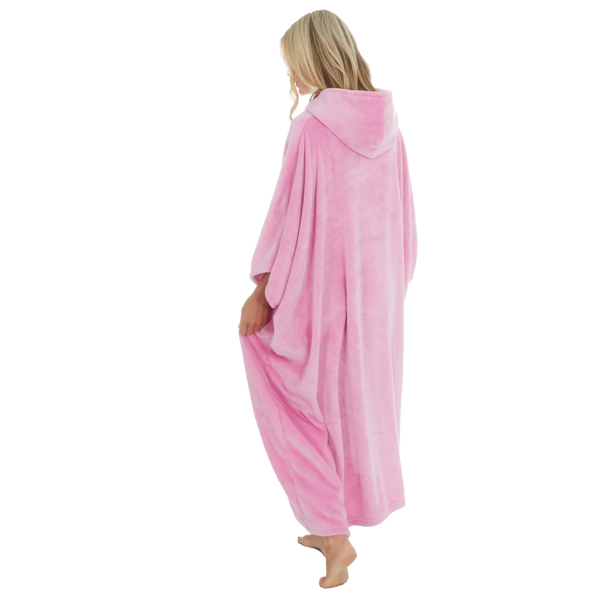 Huggable Hoodie Oversized Wearable Blanket Womens Fleece Hoody - Pink