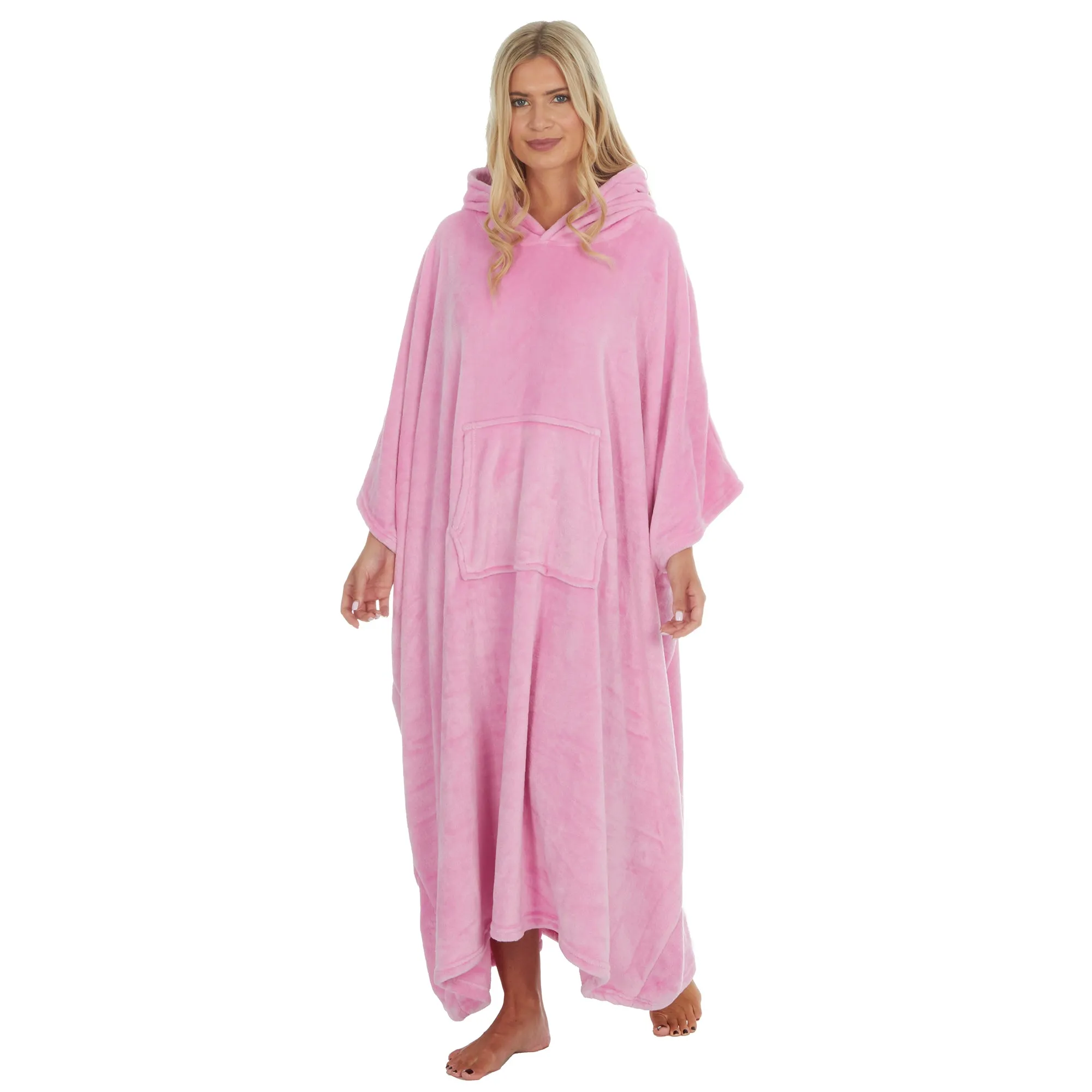 Huggable Hoodie Oversized Wearable Blanket Womens Fleece Hoody - Pink