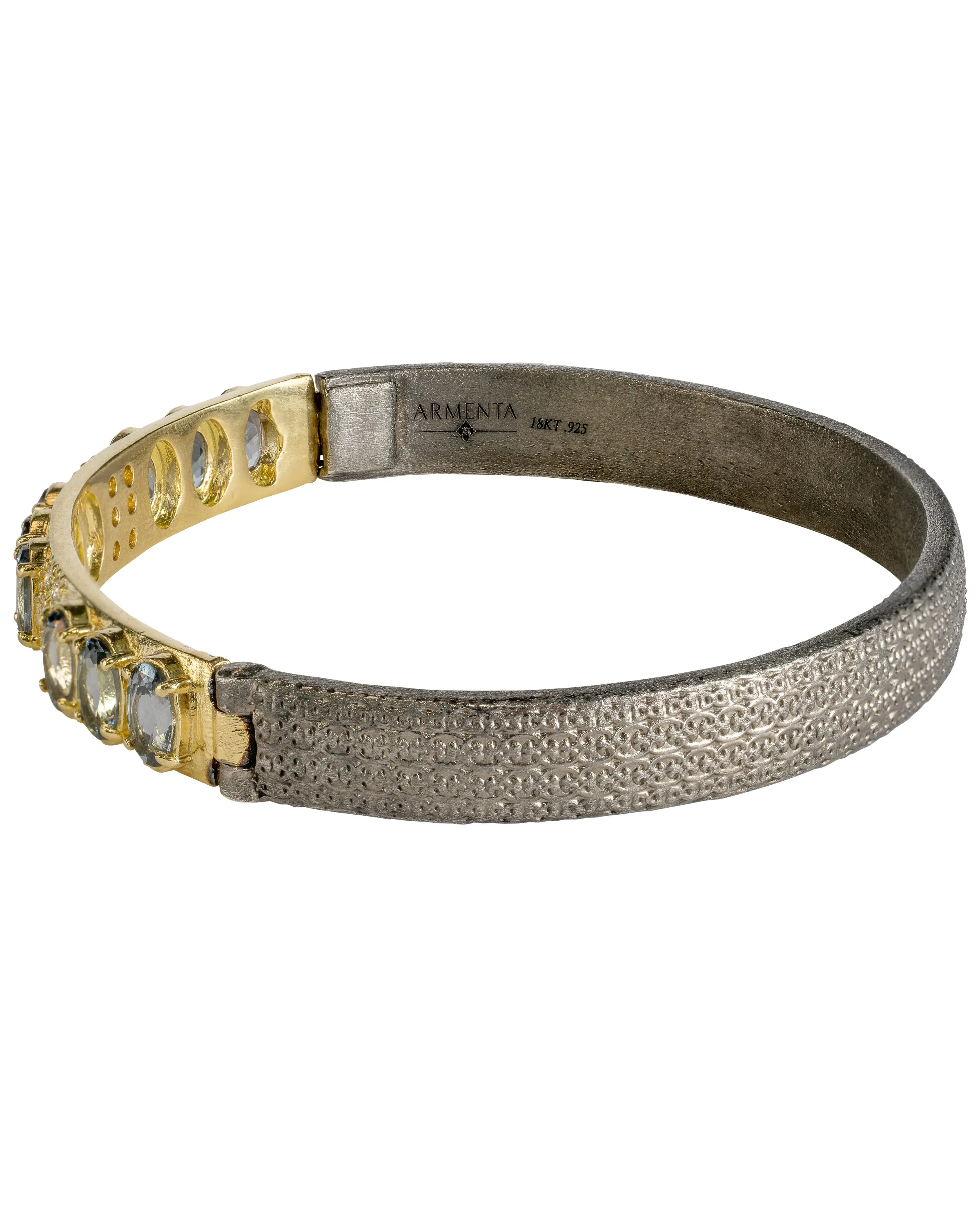 HUGGIE BRACELET WITH WHITE DIAMONDS AND BLUE LAVANDER GREY SPINEL
