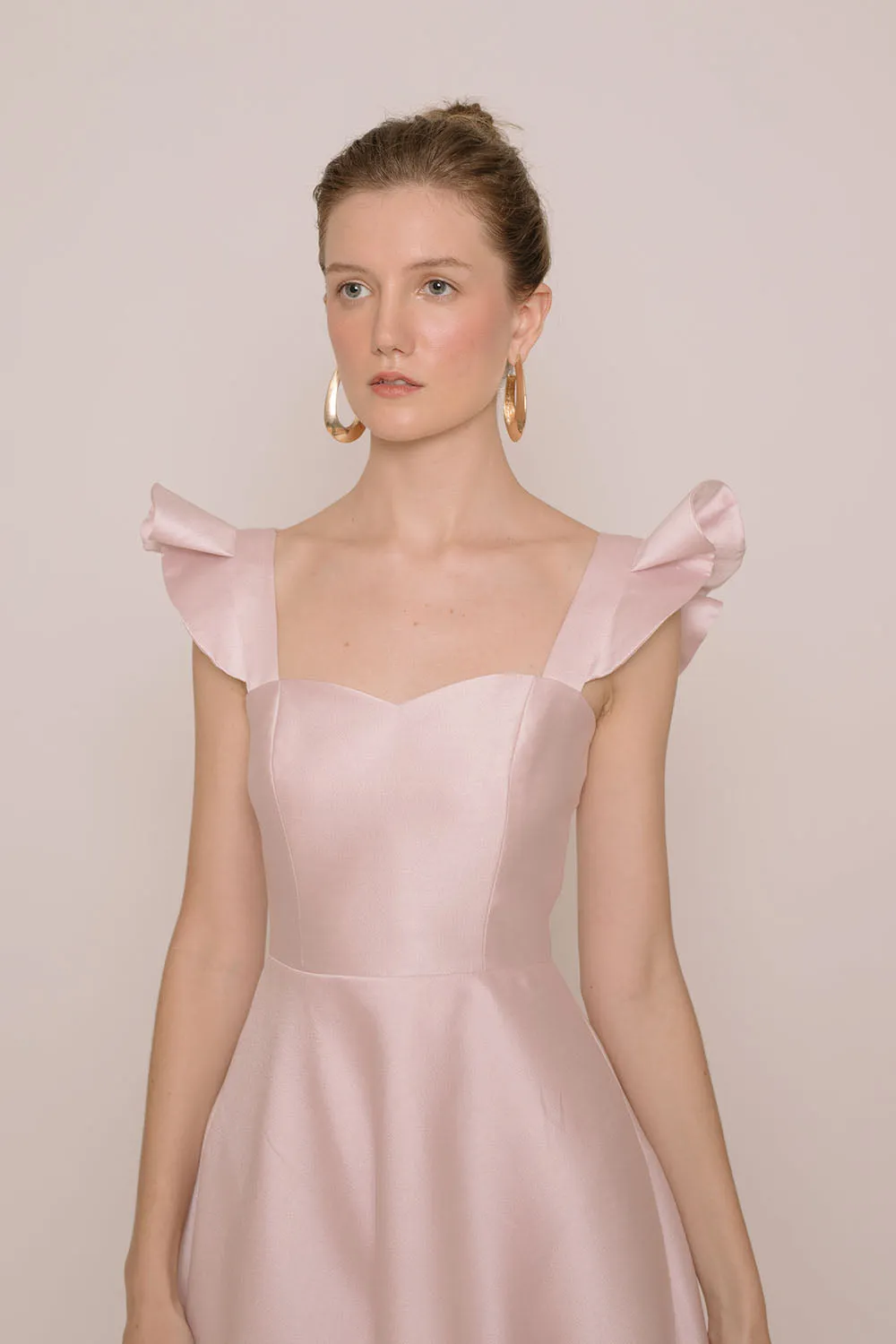 I DO BY ZOO: GRACIELA Ruffled Sleeve Maxi Dress with Pockets (Powder Pink Gazaar)