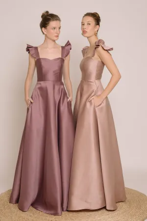 I DO BY ZOO: GRACIELA Ruffled Sleeve Maxi Dress with Pockets (Taupe Gazaar)