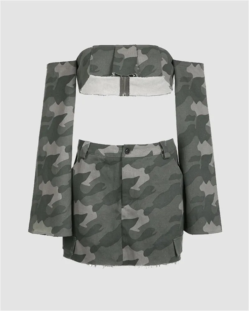 Impure Denim Layered Bandeau Coord Set