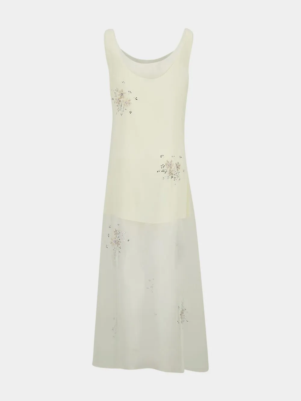 Ivory Sleeveless Midi Dress in Acetate