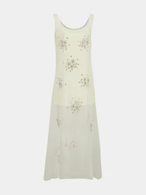 Ivory Sleeveless Midi Dress in Acetate