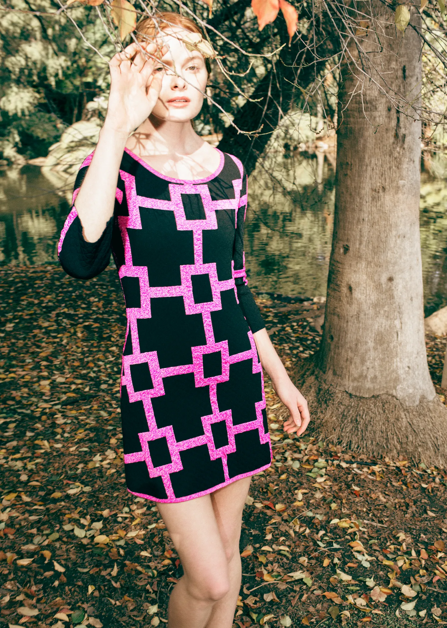 Ivy - Square Pattern A-line Dress Short