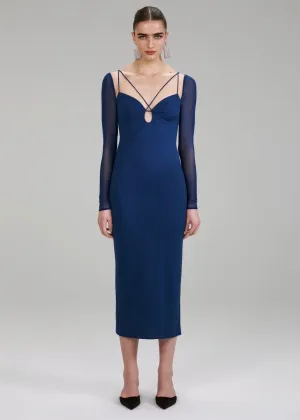 Jersey Crepe Midi Dress (Dark Blue)