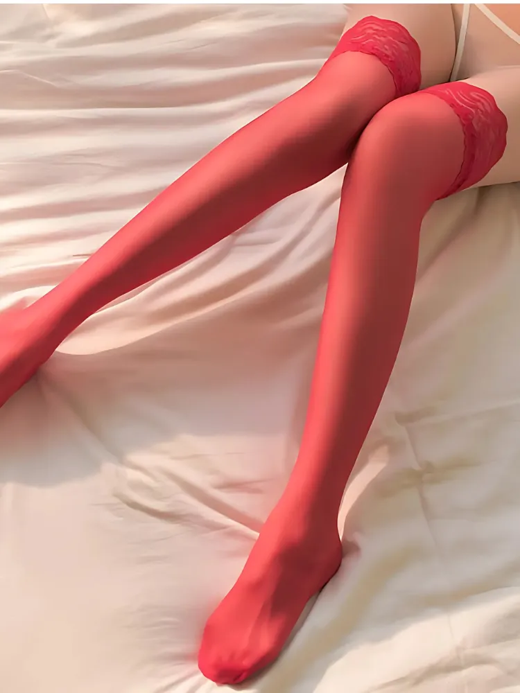 Lace Trim Fishnet Stockings