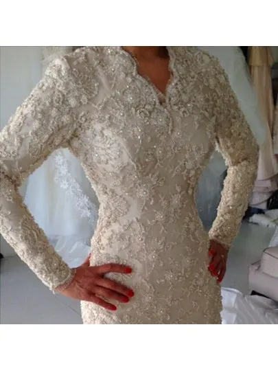 Lace Trumpet/Mermaid Muslim Wedding Dress