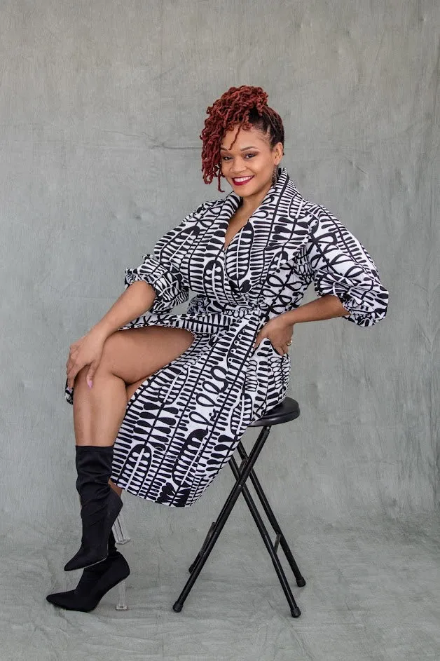 Lagos Coat dress - Art White and Black (Luxury)