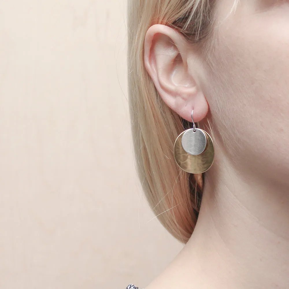 Layered Curved Discs Wire Earring