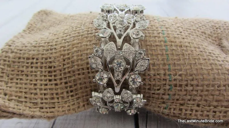Leaf Rhinestone Stretch Bracelet