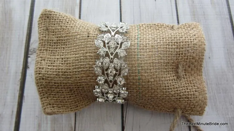 Leaf Rhinestone Stretch Bracelet