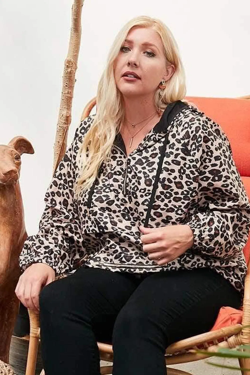 Leopard Plus Size Active Leopard Print Hoodie