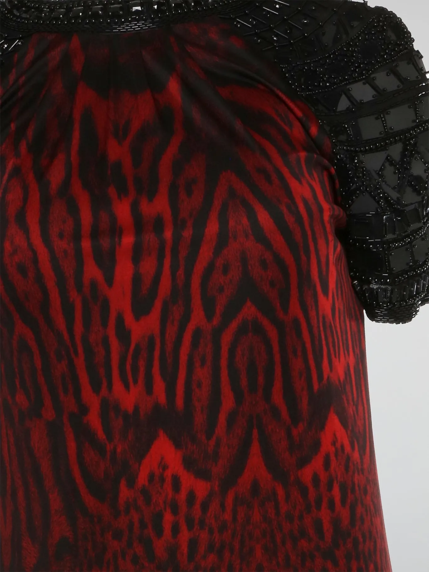 Leopard Print Embroidered Sleeve Dress