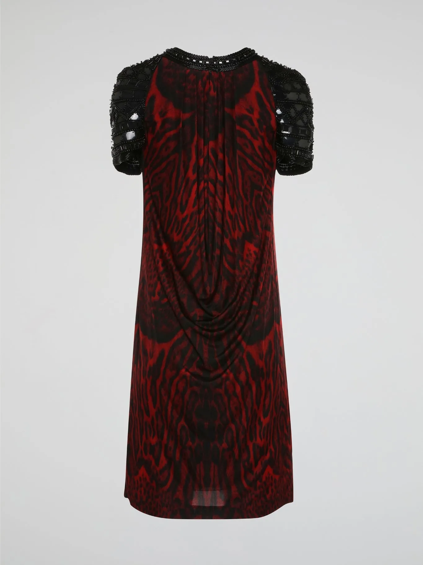 Leopard Print Embroidered Sleeve Dress