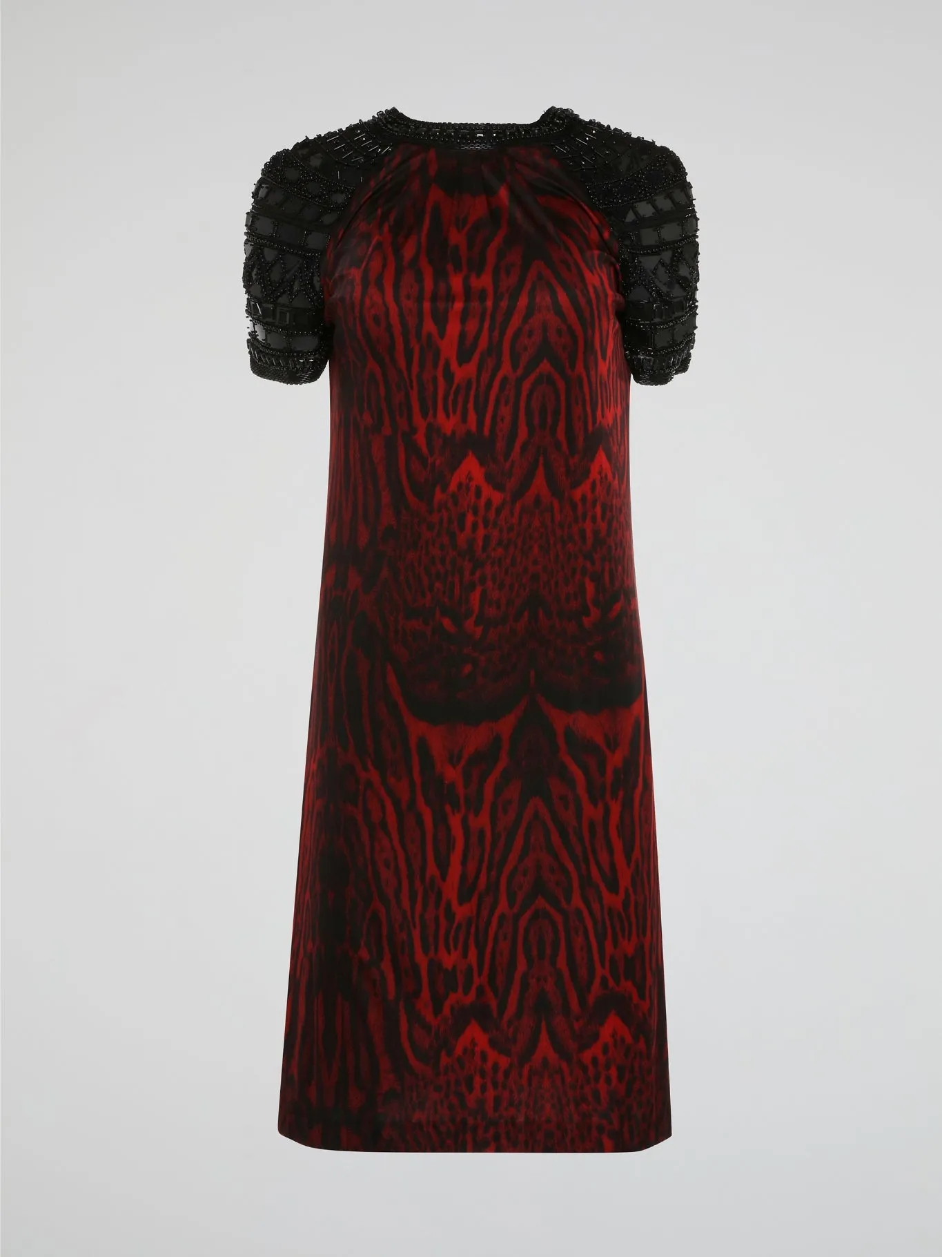 Leopard Print Embroidered Sleeve Dress